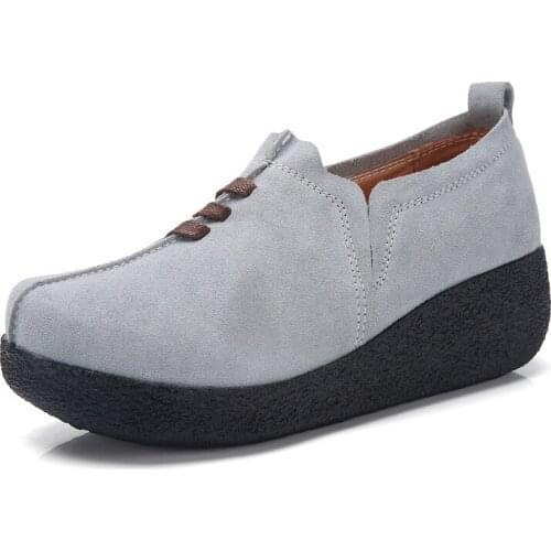 New Fashion Women Platform Shoes Suede Slip-on Womens Casual Shoes Wedge Comfortable Walking Shoes Luxery Ladies Shoes Big Size