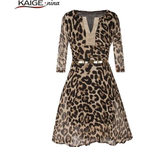 Kaige.Nina Hot Fashion Women leopard dress Casual Pleated Dresses beach print sexy summer dresses 1807 a