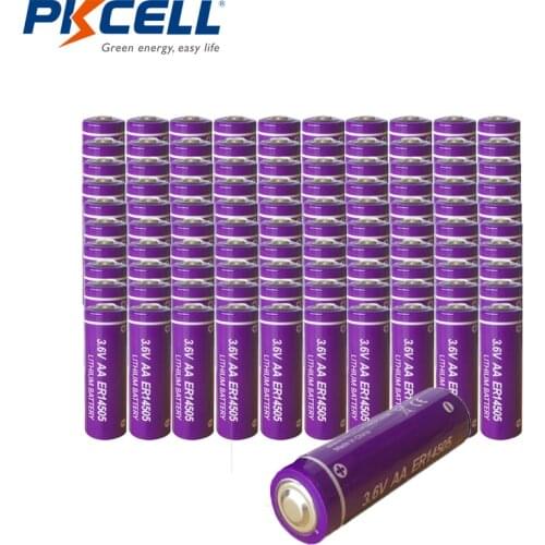 100pcs/lot Wholesale PKCELL ER14505 Lithium Battery AA Size 3.6V 2400mAh LiSOCl2 Single Use Batteries LR6 R6P