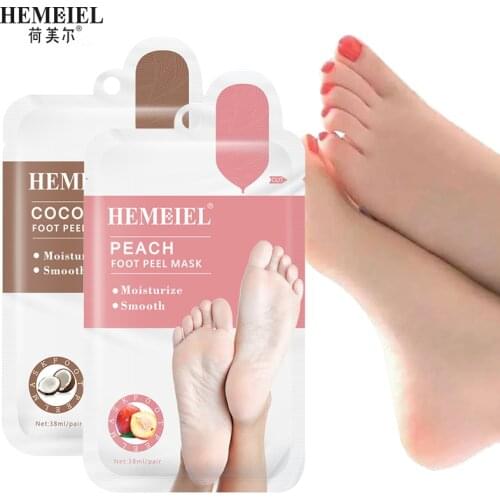 HEMEIEL Peach Exfoliating Foot Mask Moisturizing Feet Mask Peeling Dead Skin Calluses Remove Pedicure Socks Foot Patch 2Pair=4Pc