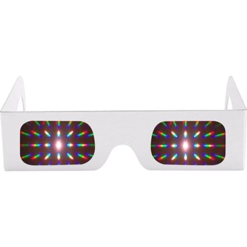20pcs Paper Diffraction Glasses White Cardboard,Light Prism Starburst/Spiral Lens for Raves,Festivals,Light Shows,Clubs,Concerts