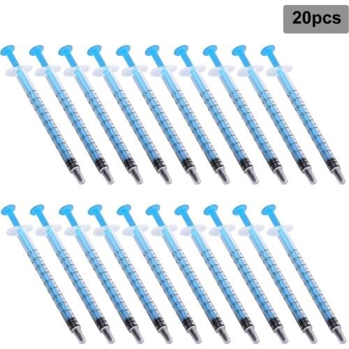 20 Pcs Small 1 mL Plastic Hydroponics Analyze Disposable Measuring Nutrient Syringe epoxy resin syringe With Cover Measuring