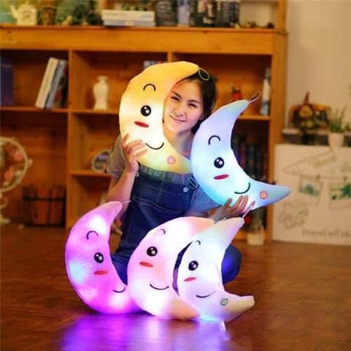 38CM Creative Luminous Moon Plush Pillow Doll Cushion Glow Plush Cute Comfortable Baby Luminous Toy Girl Fun Gift U3