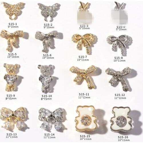 5pcs Shiny Luxury Zircon 3D Nail Art Decorations Charm Diamonds Crystal Bear Alloy Jewelry Manicure Design Accessories
