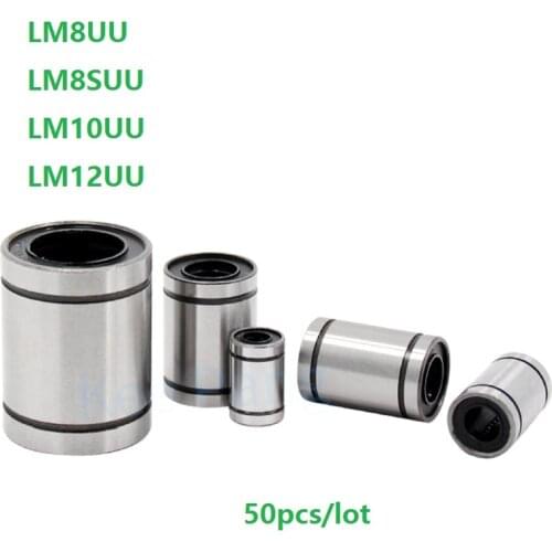 50pcs/lot LM8UU LM8SUU LM10UU LM12UU LM8 LM8S LM10 LM12 Linear motion bearings bushings for 3D printer CNC router parts