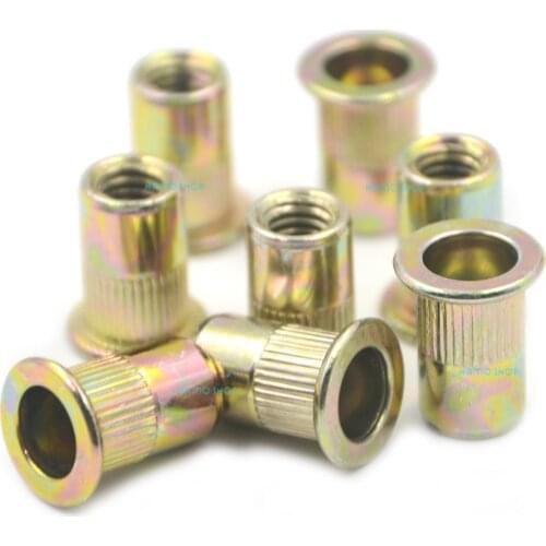 50pcs M6 Rivet Nut Flat Head Threaded Multi Blind Rivnut Insert Nutsert Steel