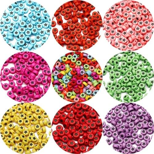 4*7mm Mixed Color Acrylic Star Beads Round Flat Loose Spacer Beads For Jewelry Making Charms Diy Bracelet Necklace Accessories