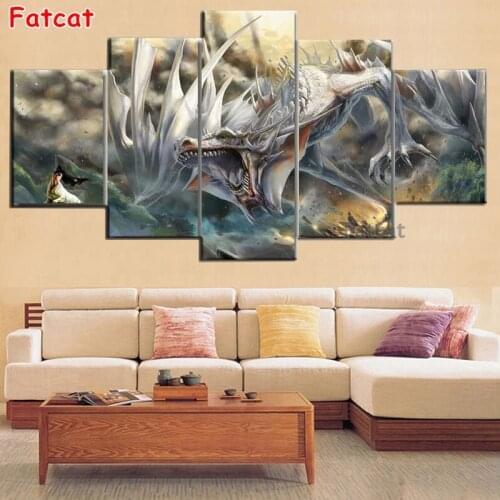 5 pcs 5D Diy Diamond Painting Mythical Fantasy animal Dragon 3D Diamond Mosaic Kit Full Rhinestone Embroidery Diamant PP2169