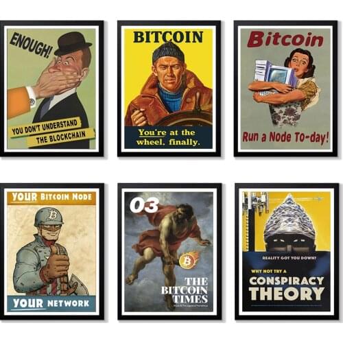 Your Bitcoin Node Digital Currency Canvas Painting Retro Picture Poster Home Decoration Gift