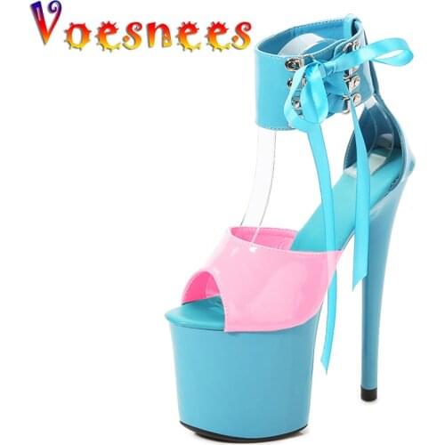 Sexy Heels Platform Sandals for Girls Shoes Summer 2021 Thin Heels 20CM Super High Heel Lace-up Fringe Sexy Party Shoes Wedding