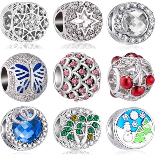 Btuamb New Arrival Luxurious Cherry Pineapple Aircraft Butterfly Cross Bead Fit Original Pandora Charms for Women Making Jewelry