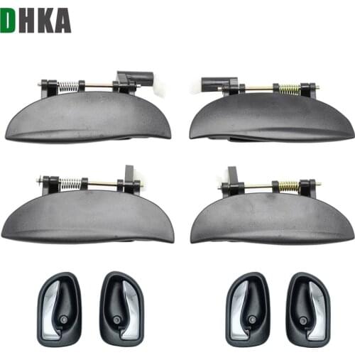 DHKA BLACK OUTSIDE AND CHROME INSIDE DOOR HANDLE FOR HYUNDAI ATOS 1997-2005 1997 1998 1999 2000 2001 2002 2003 2004 2005