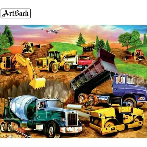 16 style 5d diy diamond painting engineering car landscape full square drill 20x25cm truck icon diamond embroidery crafts