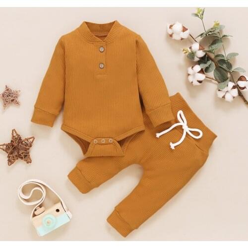 Childrens Clothing Boys Newborn Infant Baby Girls Boys Solid Romper Jumpsuit+pants Set Muslin Clothes For Children Pour Filles