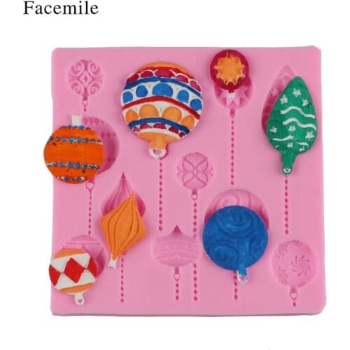 Facemile Christmas DIY Balloon Cake Border Fondant Gum Paste Cupcake Chocolate Silicone Mold Birthday Cake Decorating Tool