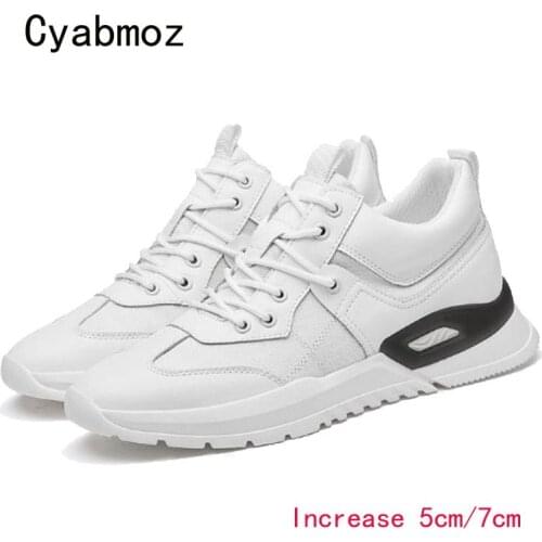 Cyabmoz Height incresing shoes Men sneakers Elevator Breathable PU + Canvas 5cm and 7cm Outdoor Leisure Man Shoe Casual shoes