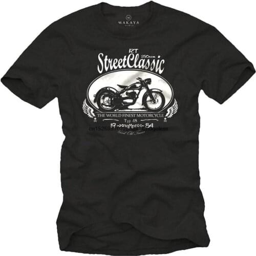 Cool Biker T Shirt for Men with RT Street Classic Print blackwhite S XXXXXL