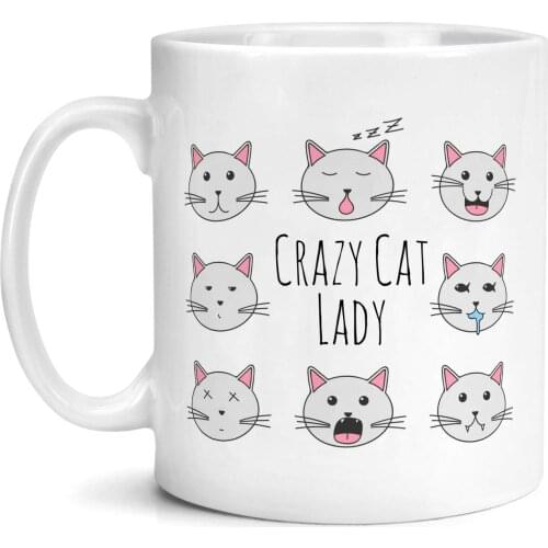 Crazy Cat Lady Mug Cats Owner Lover Single Birthday Christmas Tea Coffee Cup