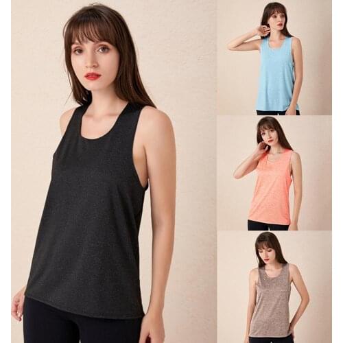 2021 Summer Womens Sports Gym Racer Back Running Vest Fitness Jogging Yoga Tank Top 4 Colors Female Yoga Shirts Outfits S-XL