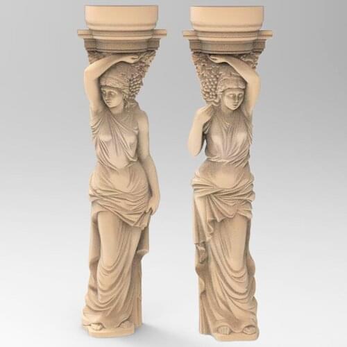 2pcs 3d stl model Woman pillars 3d printer files women statue art 3d model for cnc stl relief artcam vectric aspire