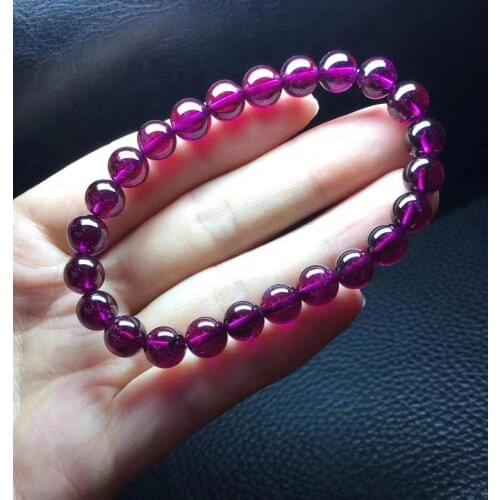 7mm 8mm 9mm Natural Purple Garnet Quartz Clear Bracelet For Women Lady Round Crystal Beads Stretch Charm Bracelet AAAAAA