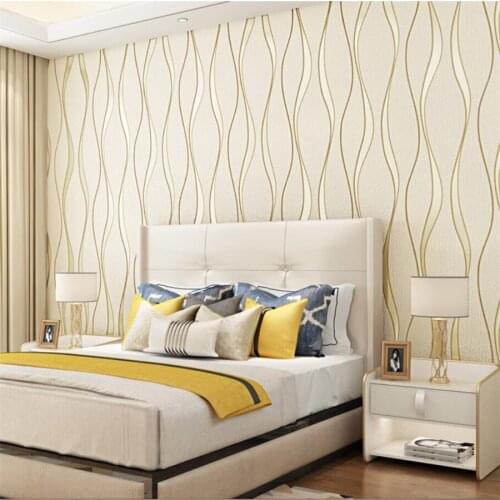 Beibehang new Modern minimalist wavy striped non-woven wallpaper thick 3d deerskin bedroom living room TV background wall paper