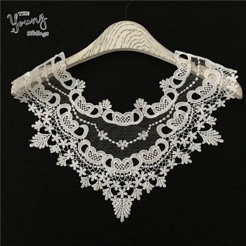 New arrive White Lace Collar Embroidery Applique Neckline DIY Embellishments Trims Wedding Dress Supplies Scrapbooking YL1747