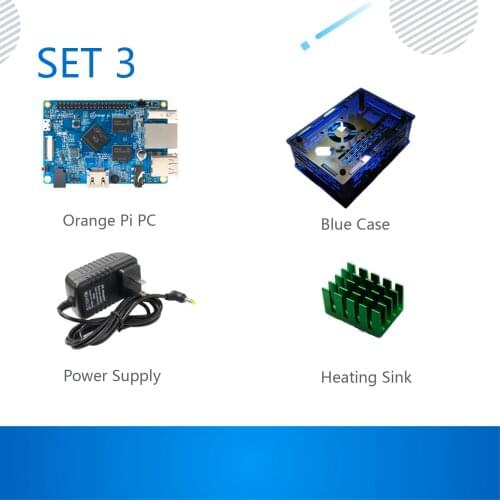 Orange Pi PC SET wiht Blue Case H3 Quad-core 1GB Support the Lubuntu linux and android mini PC