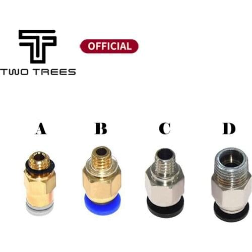 PC4-M6 Pneumatic Straight Connector Brass Part For MK8 OD 4mm 2mm Tube Filament M6 Feed Fitting Coupler for 3D Printers Parts