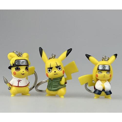 Pokemon Anime Pikachu COSplay Rock Lee Tenten Hyuga Neji PVC Soft Rubber Anime Keychain Backpack Ornaments Birthday Gifts