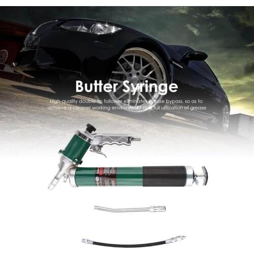 Sturdy Durable Butter Syringe Pneumatic Oiling Gun Double Rod Transparent Oiler 400cc High Pressure Manual Zipper Butter Syringe