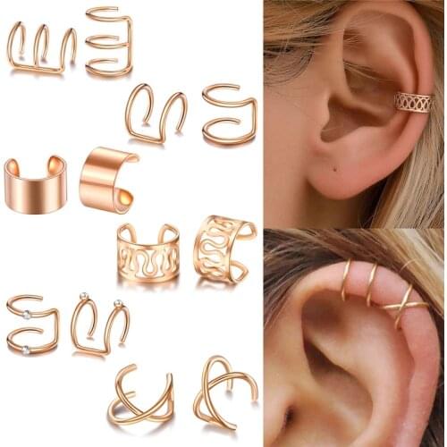 Earrings 2021 Trend Leaf Star Cross Ear Cuff No Piercing Ear Clip Fake Cartilage Earring Climber for Women Jewelry Accessories