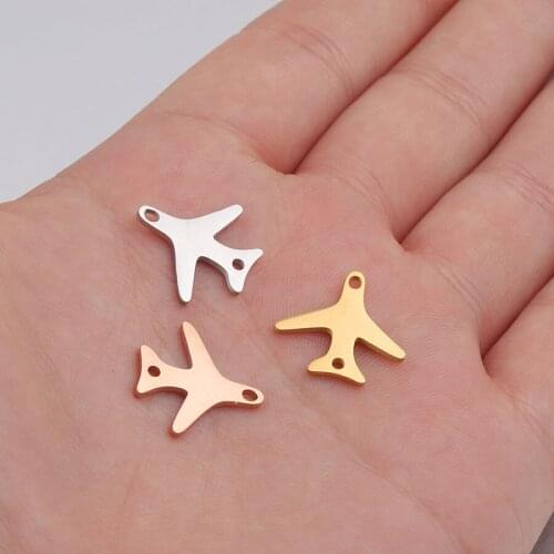 Plane Aircraft Connector Mirror Polished Stainless Steel Charms for Jewelry Making DIY Bracelet Necklace Metal Charm Accessories