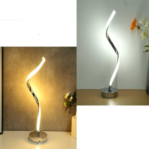 2Types Modern LED Spiral Table Lamp Bedside Desk Decoration Curved Light For Living Room Reading Home Decor Cool White Warm