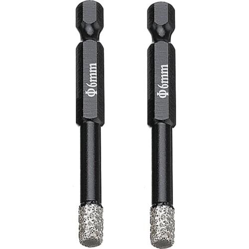 2PCS 6mm Vaccum Brazed Diamond Dry Drill Bits Hole Saw Cutter For Granite Marble Ceramic Tile Glass Power Tools Accessories