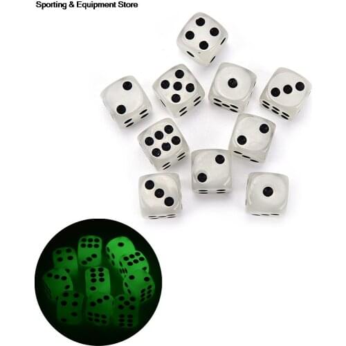 Luminous dices Toy 10Pcs/lot 14mm Fun Board Game Night Bar Entertainment Game Noctilucent Dice Cubes 6 Sides