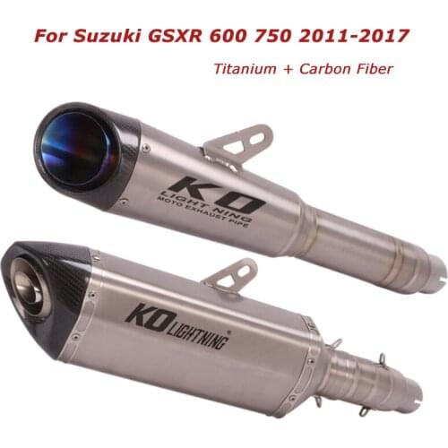 For Suzuki GSXR 600 750 2011-2017 Motorcycle Exhaust Muffler Mid Tail Pipe Titanium System Carbon Fiber Tips