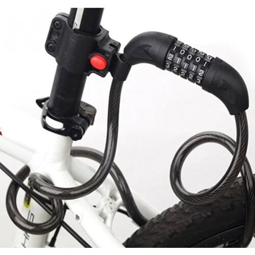 Bike Lock 5 Digit Code Combination Bicycle Security Lock Cable Spiral Bike Cycling Bicycle Lock Outdoor Riding Equipment