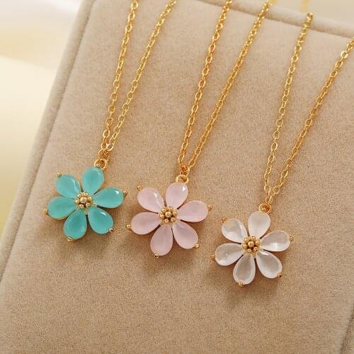 Rhinestone Flower Necklace For Women Girls Lucky Flower Choker Necklaces Gold Chain Female Jewelry Bijoux Collier