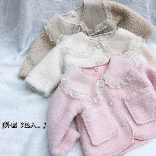 2020 New Autumn/winter Korean Baby Girl Coat with Yarn Collar Lamb Wool Outing Clothes Toddler Girl Cute Solid Wool Jackets 2-7Y