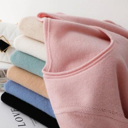 2021 autumn and winter new womens 100% wool knit sweater soft and fashionable ladies V-neck sweater outer wear