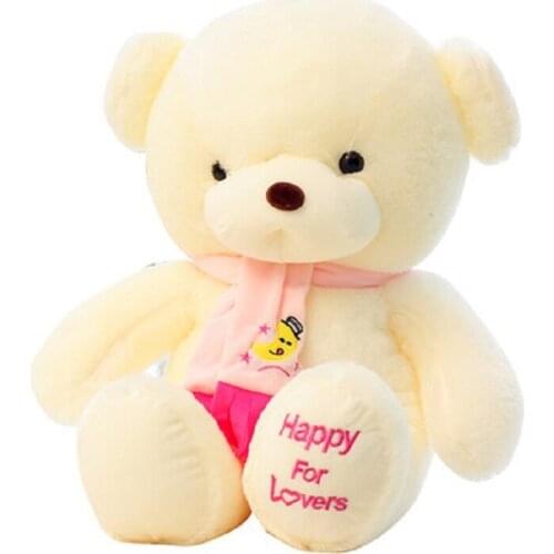 30-100cm White Teddy Bear Ted Plush Toys Soft Teddy Dolls Valentine Girlfriend Gift Christmas Present Bear with Scarf Lovers