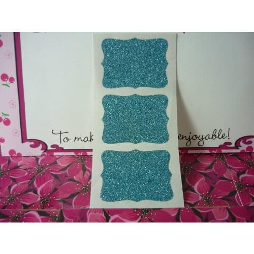 4.6x3.5cm Turquoise Glitter Ornate Frame Stickers