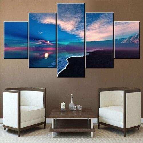 Canvas Wall Art 5 Piece Paintings Colorful Seascape Painting Modular Pictures Home Wall Mounted Decor Modern Bedroom Decoration