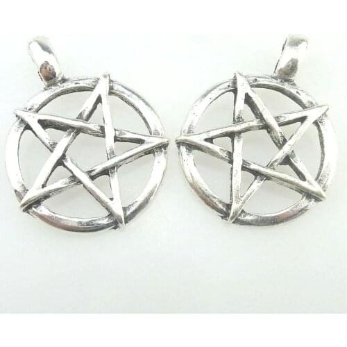 5pcs Supernatural Star Pentacle Pendant 36*26*3mm Round Charm Pendant 17870