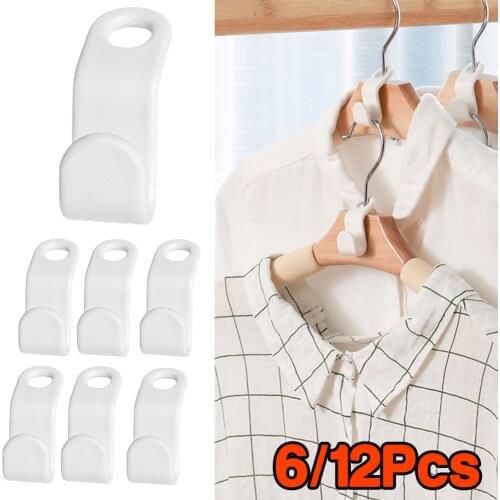 6/12 Pcs Clothes Hanger Connector Wardrobe Space-saving Stack Hanger Connect Hook Multi-function Mini Durable Linking Hooks