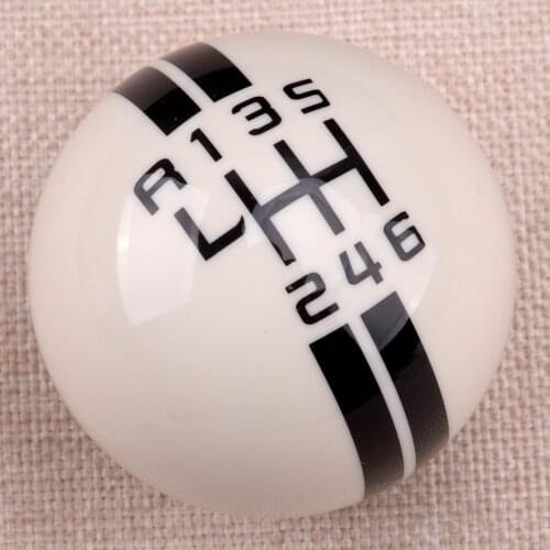 6 Speed White Manual Gear Shift Knob Ball Fit for Ford Mustang Shelby GT 500 Cobra MT Car
