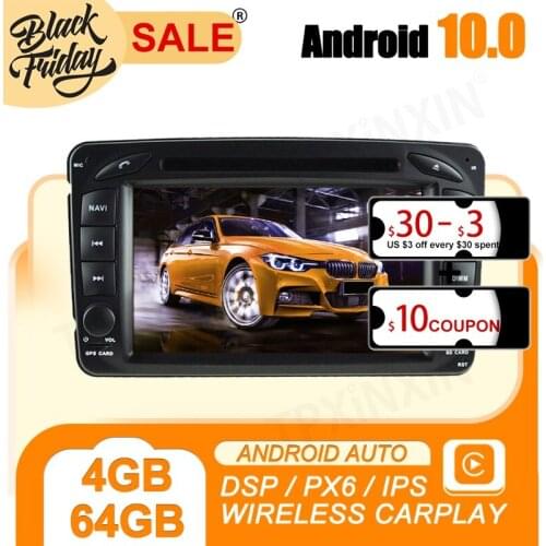 Android 10 PX6 for Benz W203 W209 W463 W168 1998 GPS Car Navigation Multimedia HD Video Touch Screen Stereo DVD Player Radio
