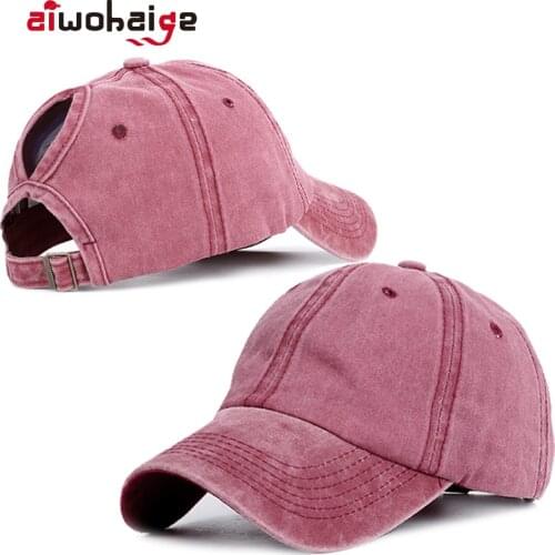 2020 Ponytail Baseball Cap Women Vacation Snapback Hat Washed Cotton Comfort Spring Casual Sport Caps Adjustable Dropshipping