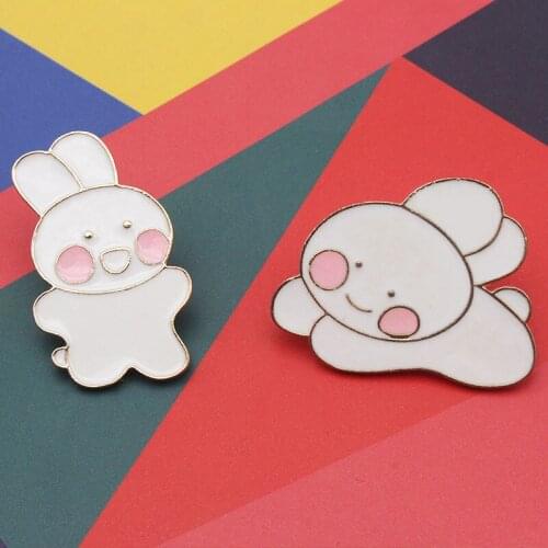 1pcs Cute Pink rabbit dog Brooch metal Enamel Brooches For Women Animal Jewelry Winter Design High Quality Gifts for girls